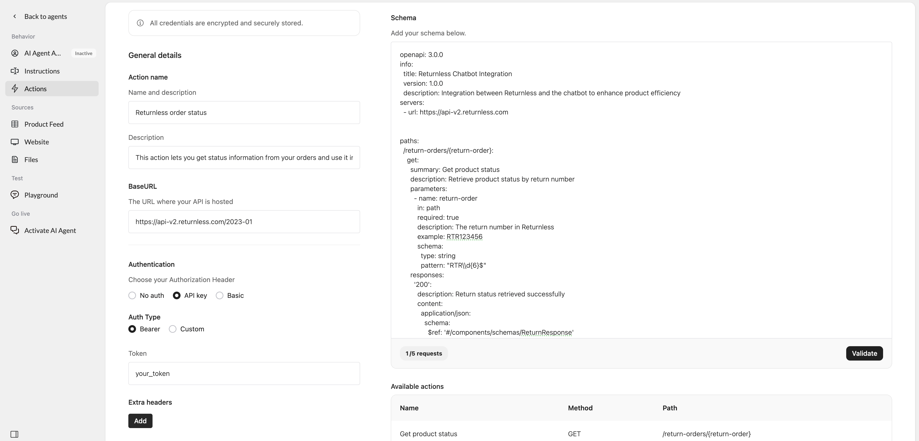 Returnless Action Template