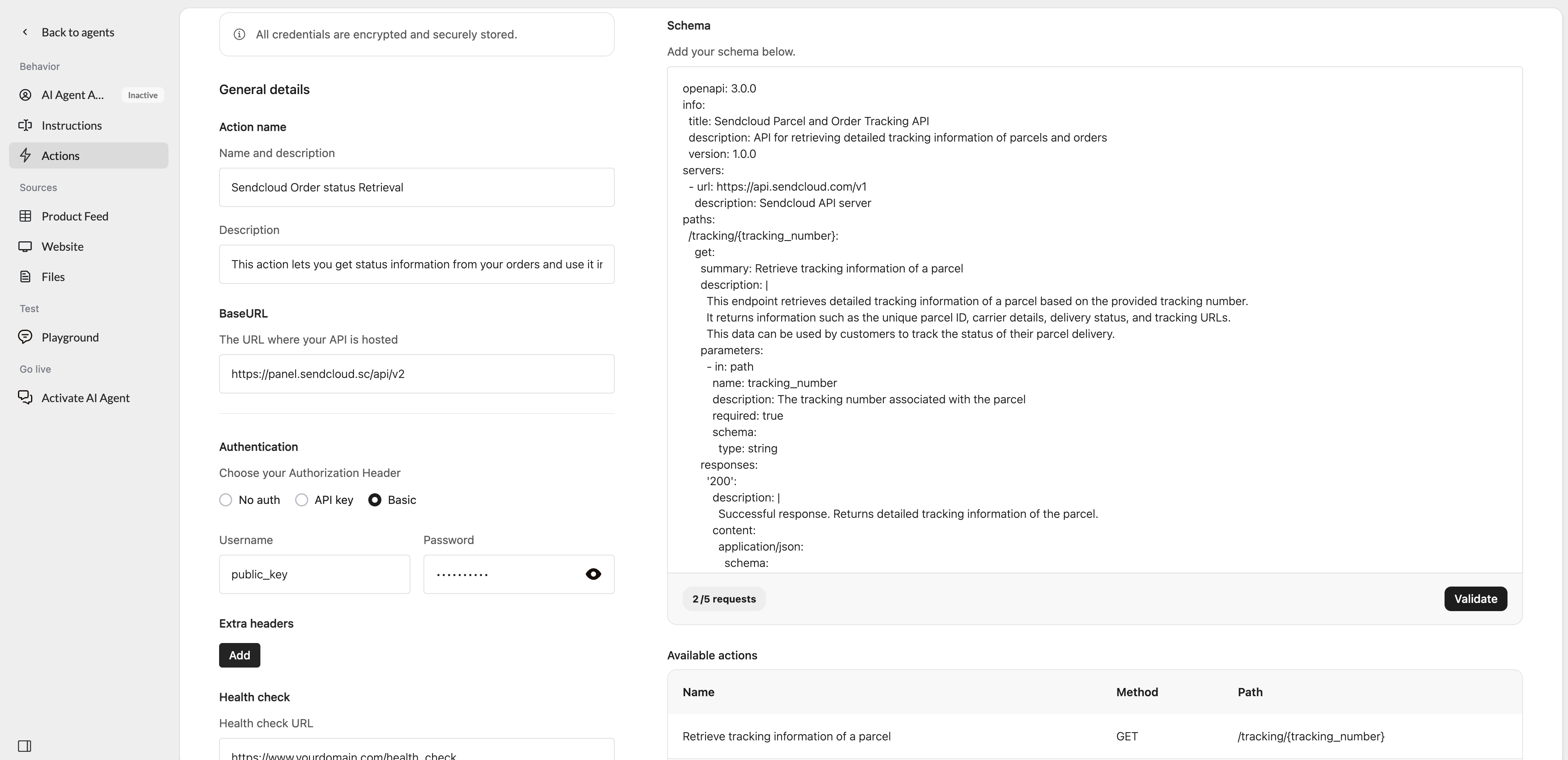 Sendcloud Action Template