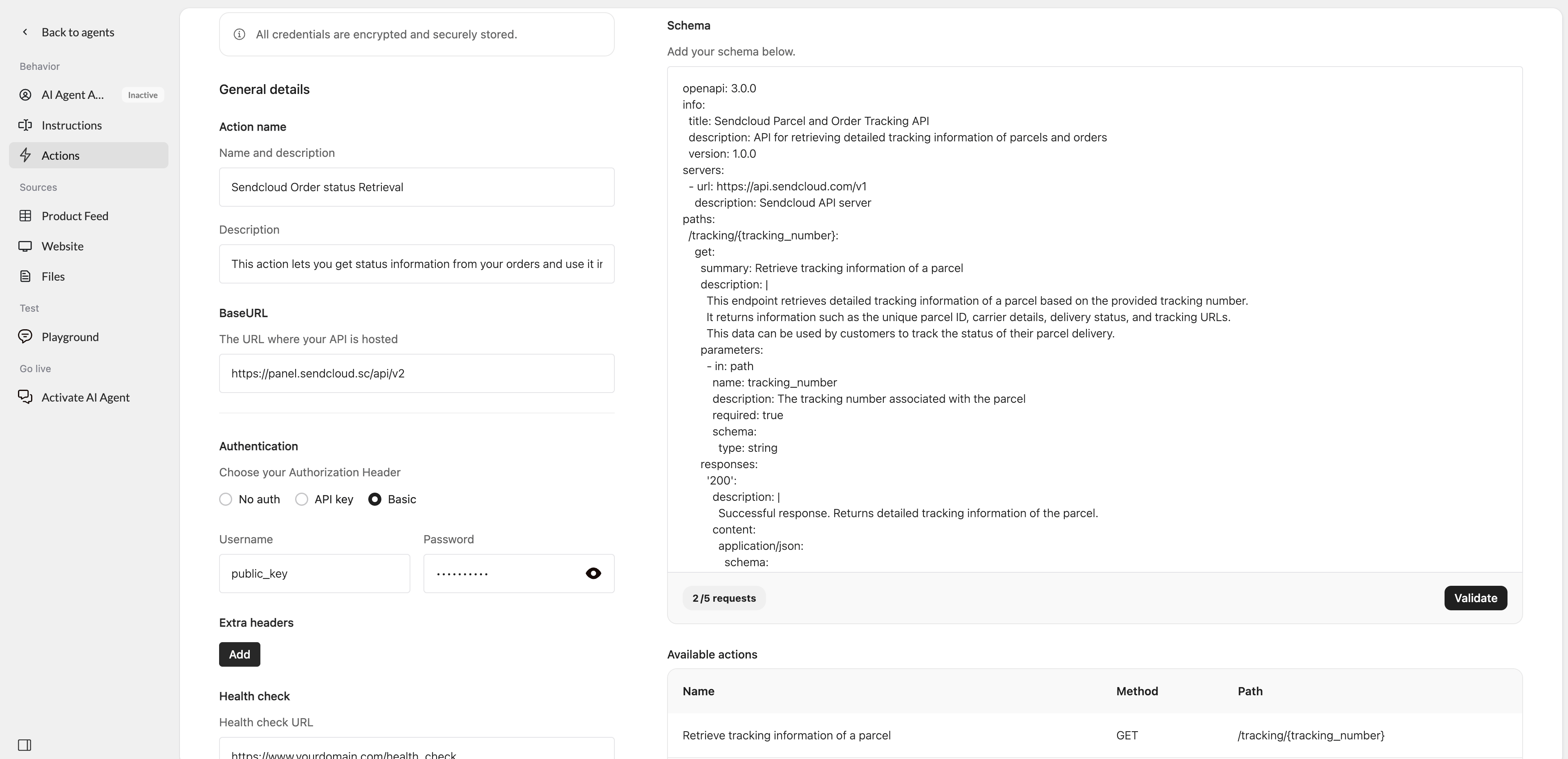 Sendcloud Action Template