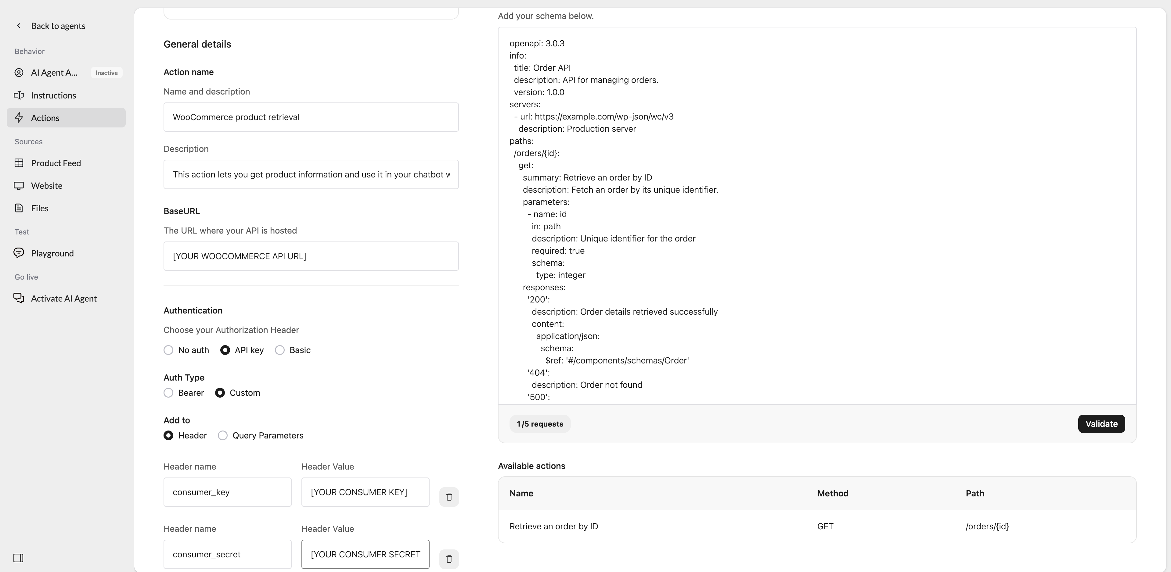 Woo Commerce Action Template