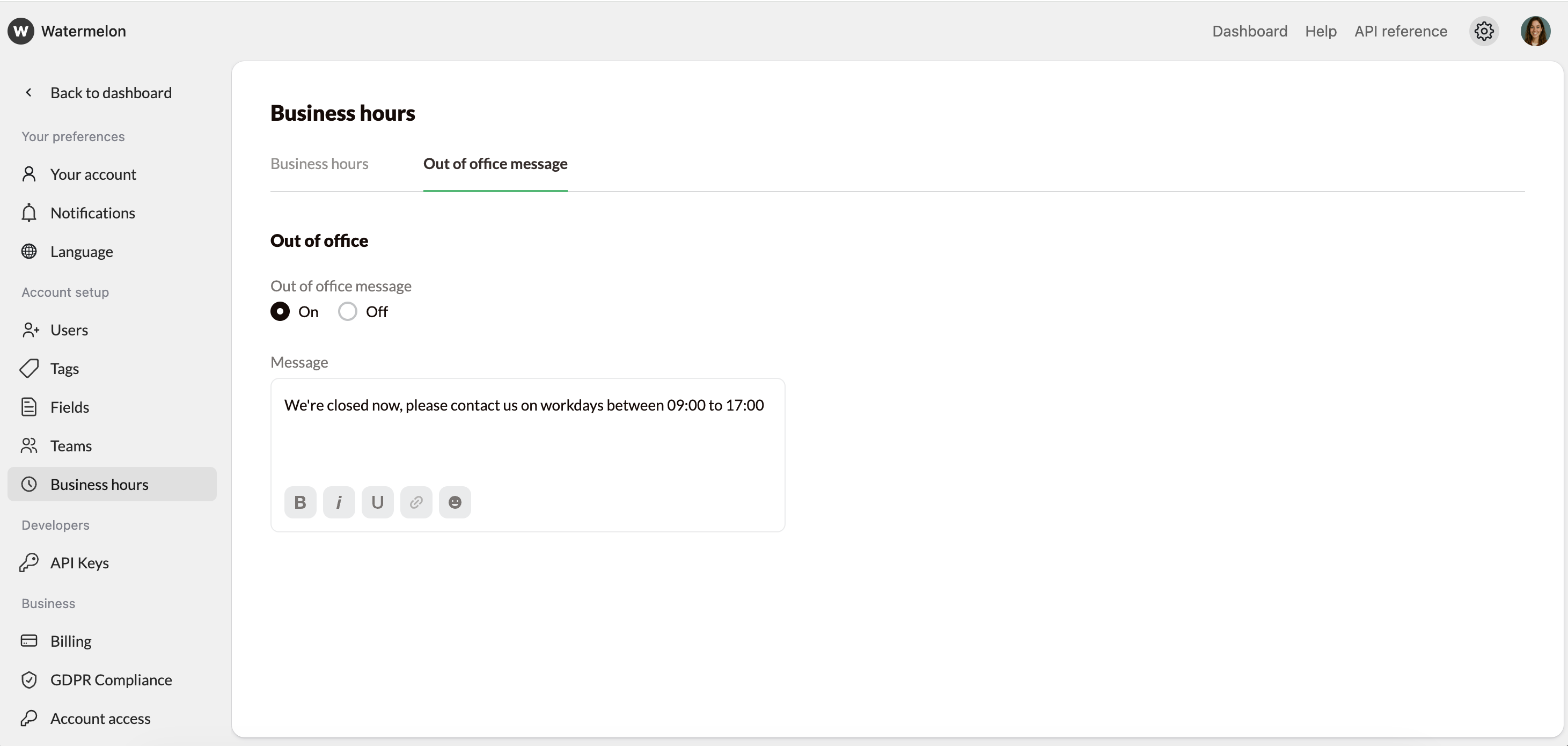 Business Hours Out Of Office