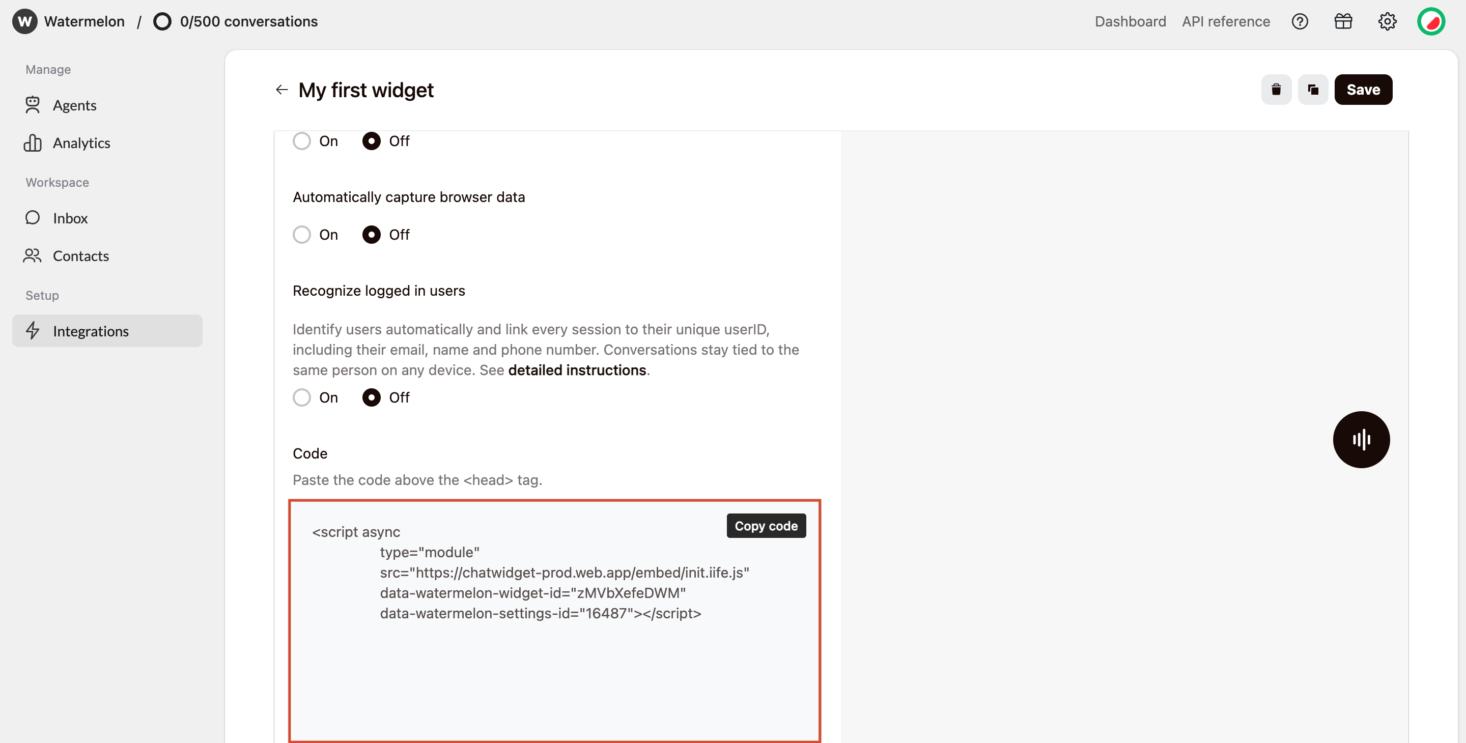 Quickstart Widget