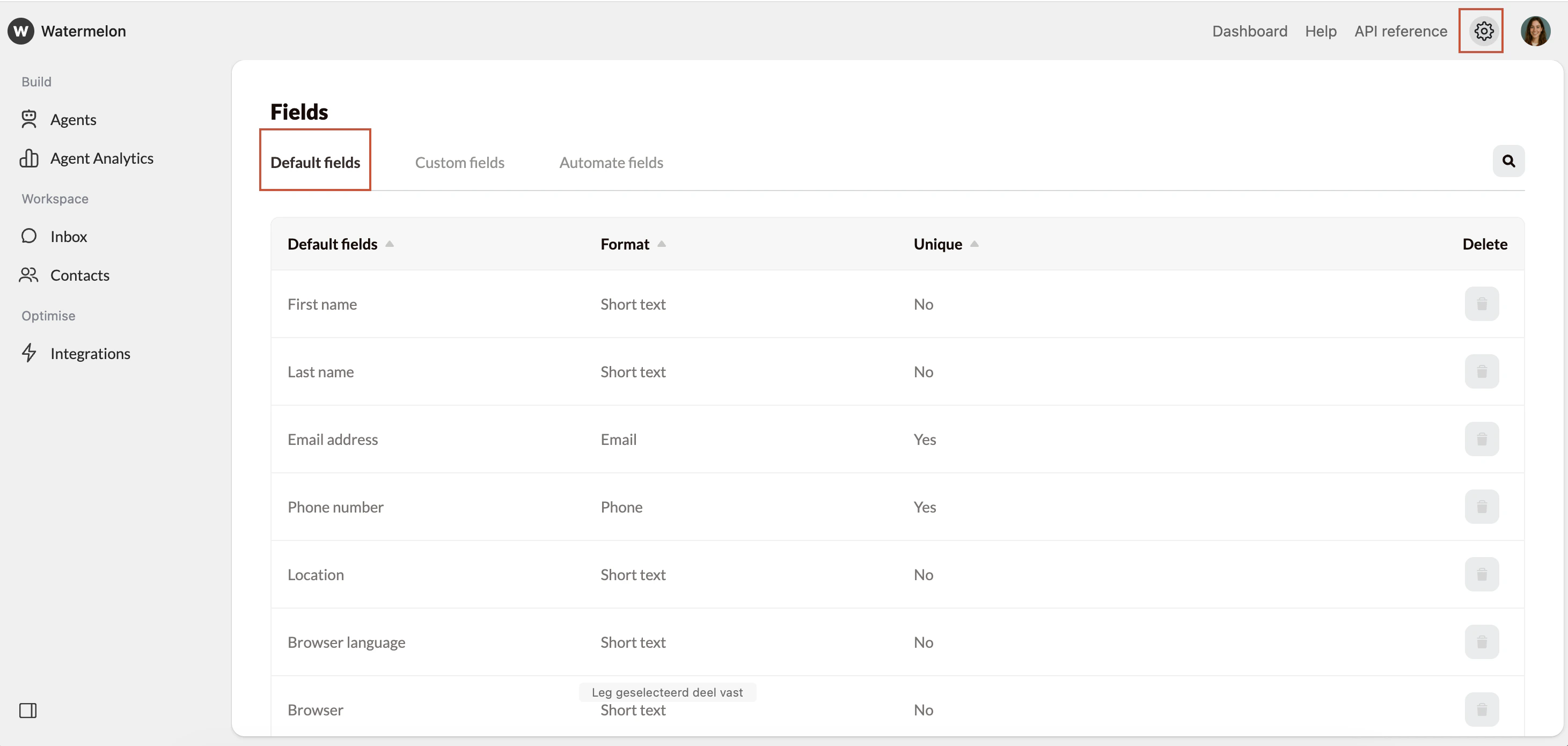 Default Fields Settings