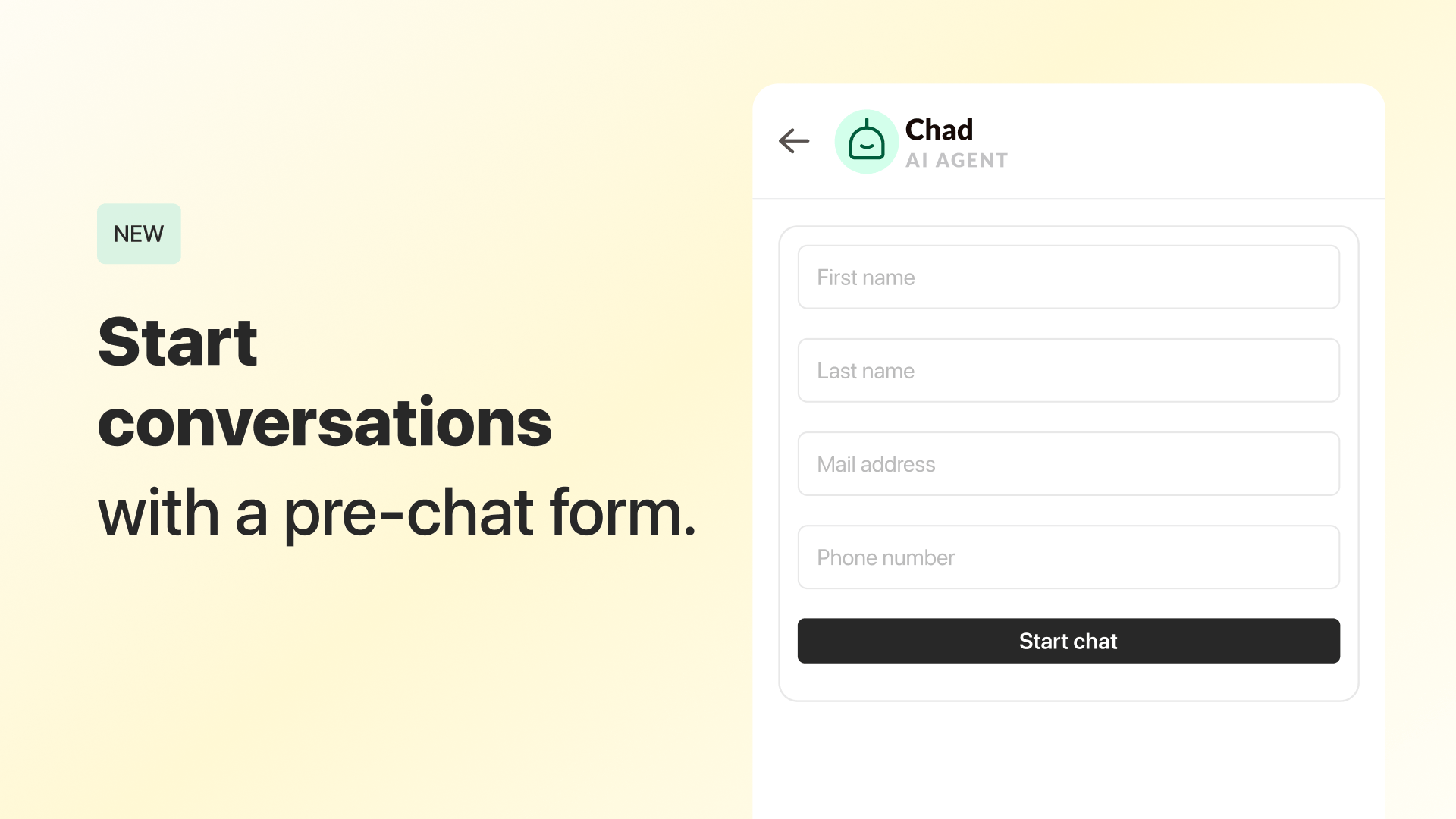 Release pre chat form