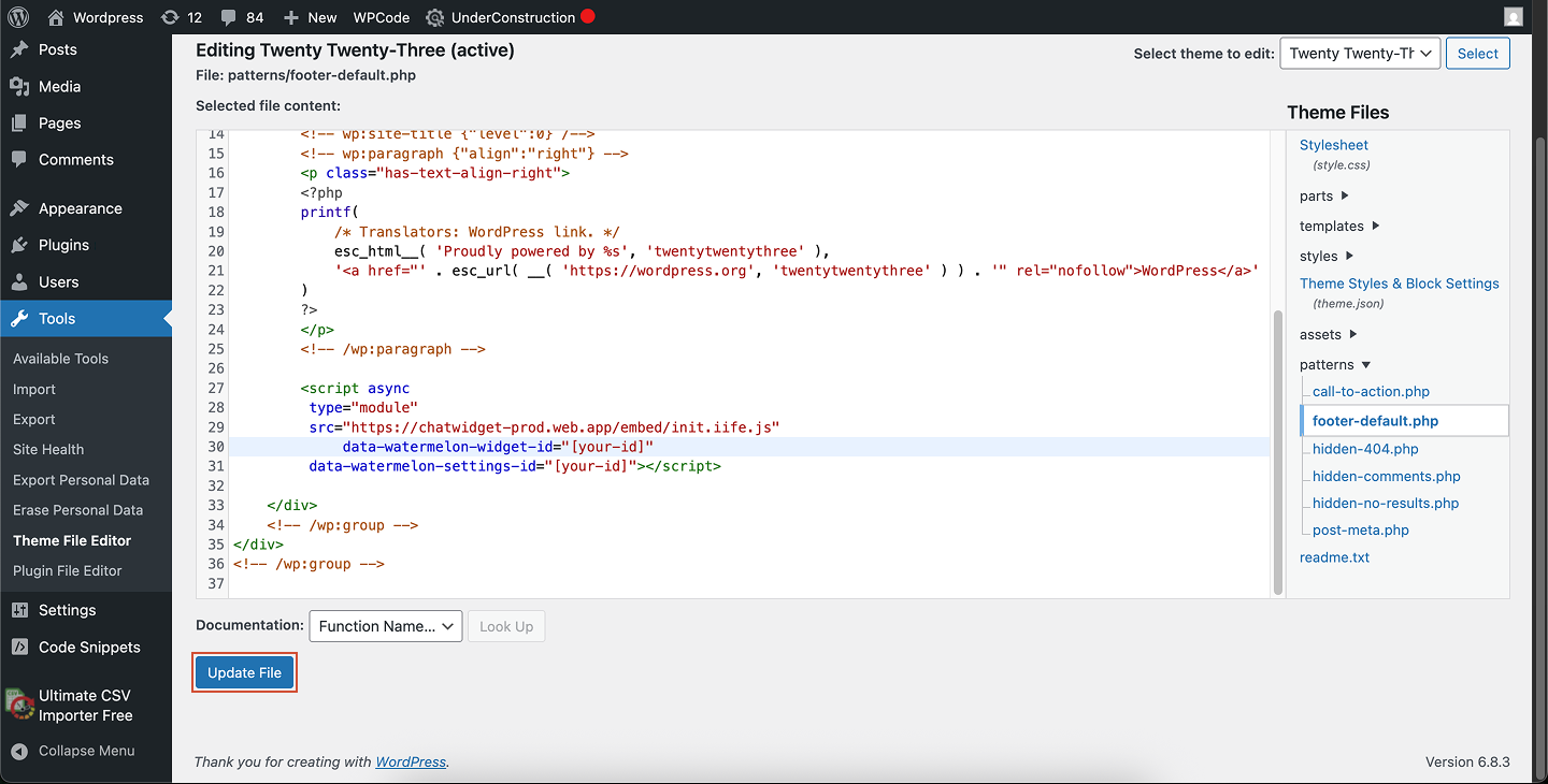 Wordpress Add Code Save Pn