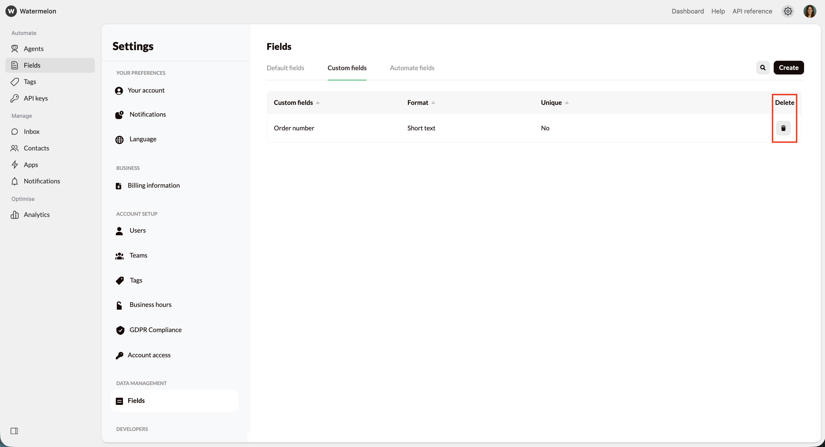Delete Custom Field Pn