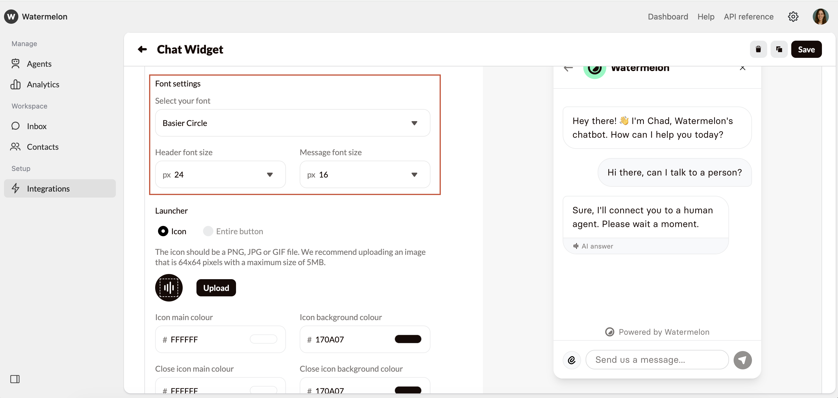 Design Font Settings