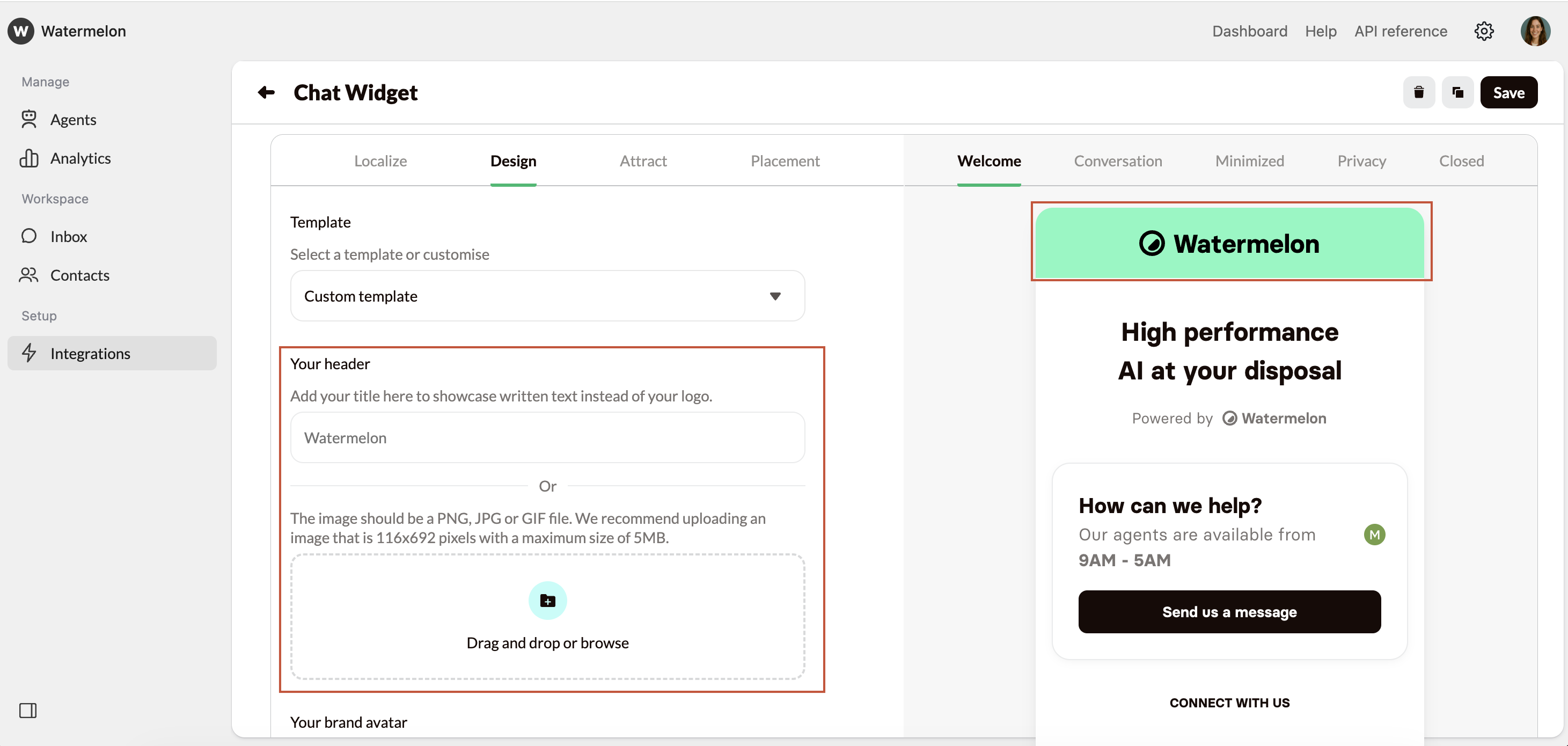 Design your widget - Watermelon documentation