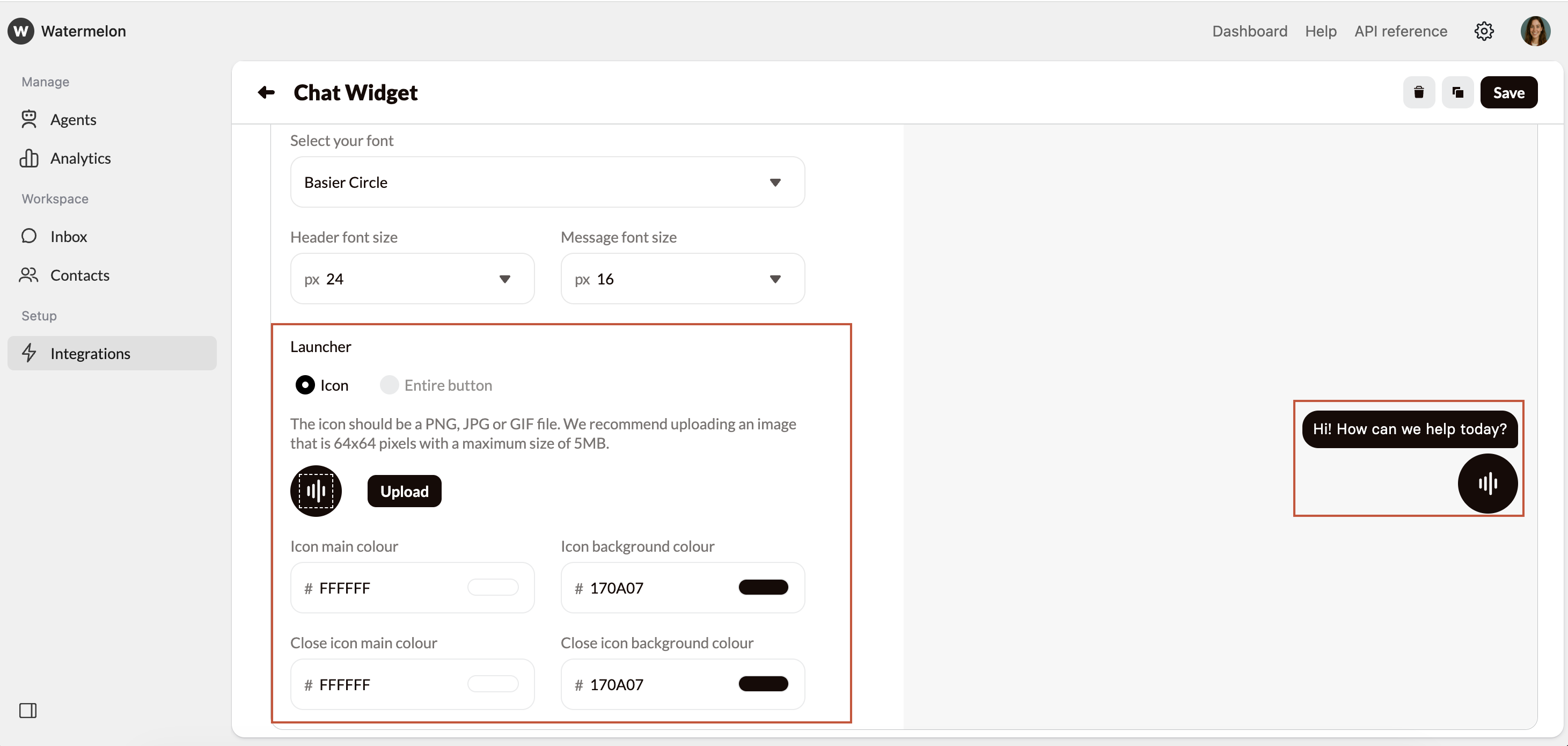 Design your widget - Watermelon documentation