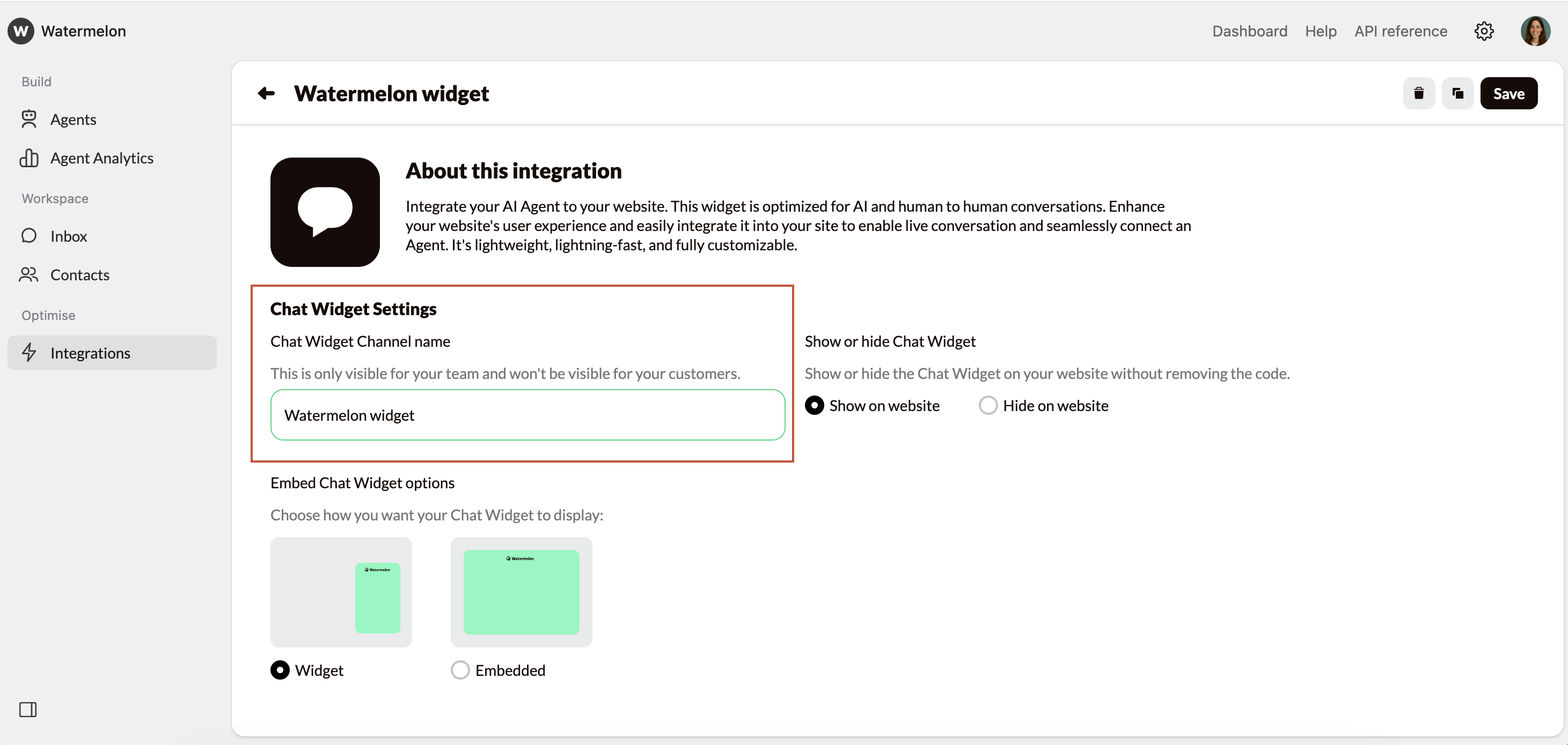 Widget Settings Name