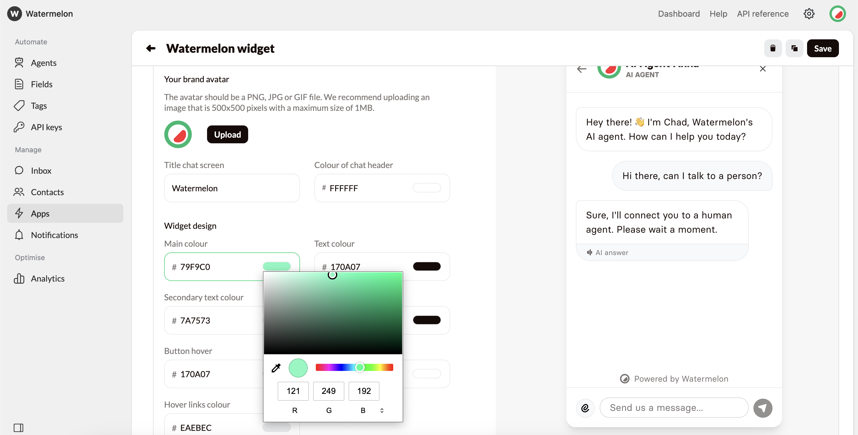 Design Widget Colour