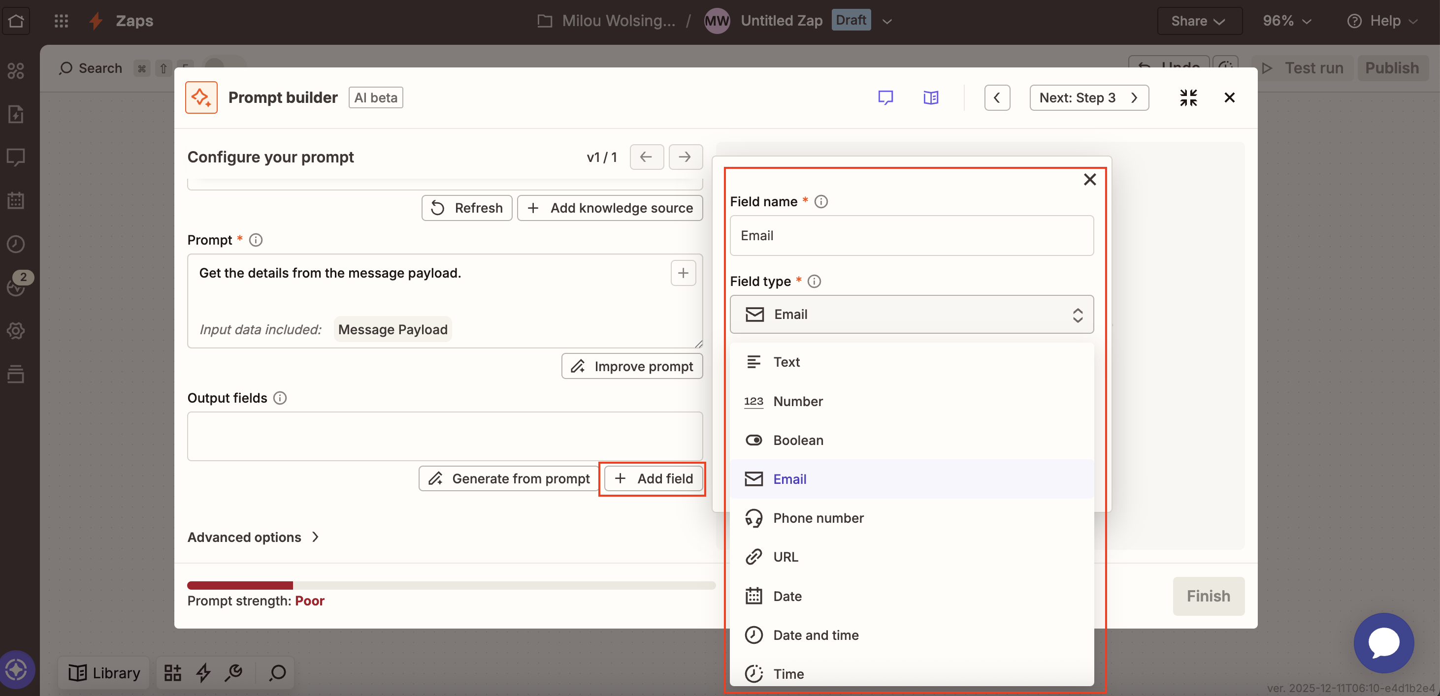 Forward Conversations Email Output Field Pn