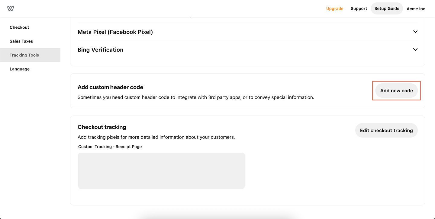 Weebly Tracking Tools Selected Pn