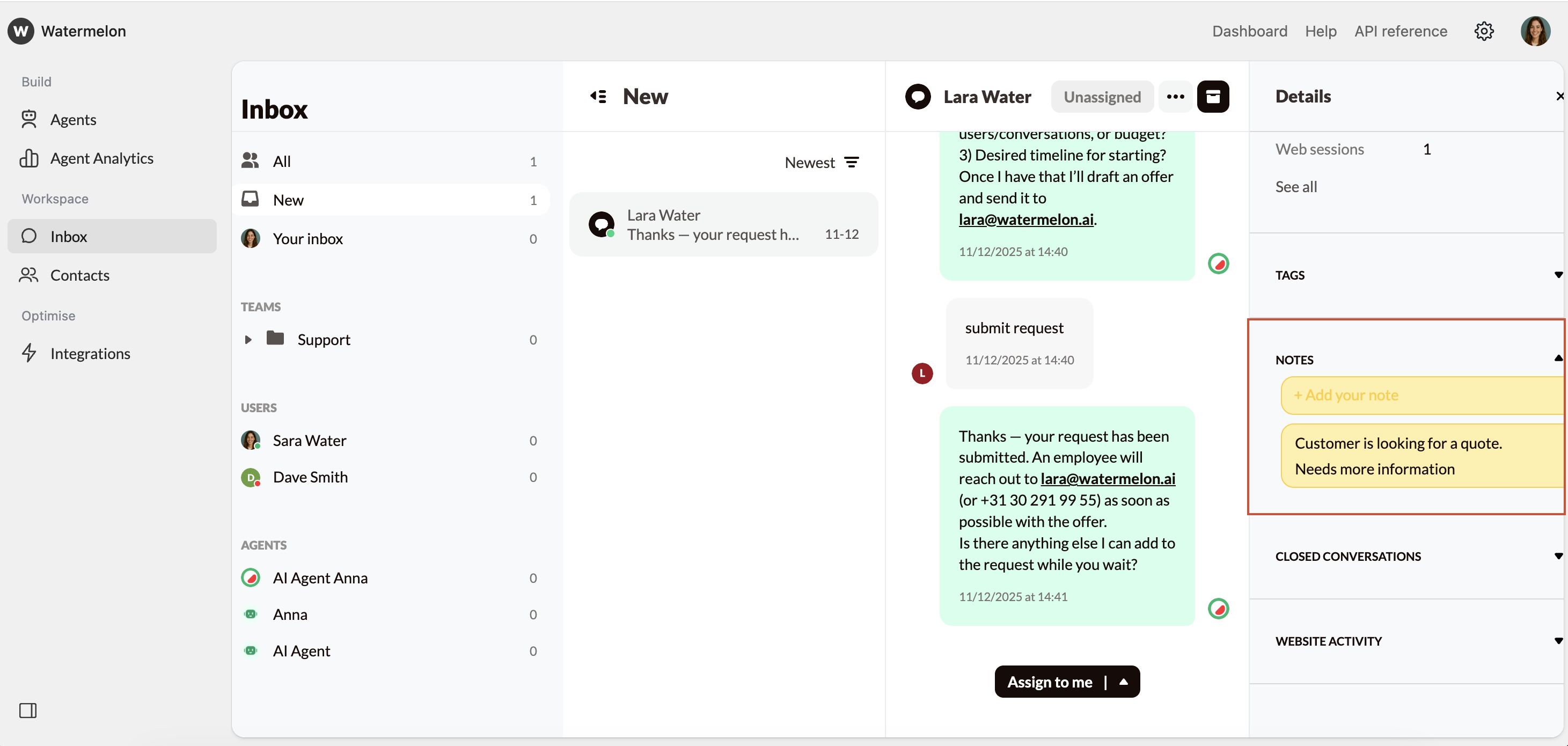Notes - Watermelon documentation