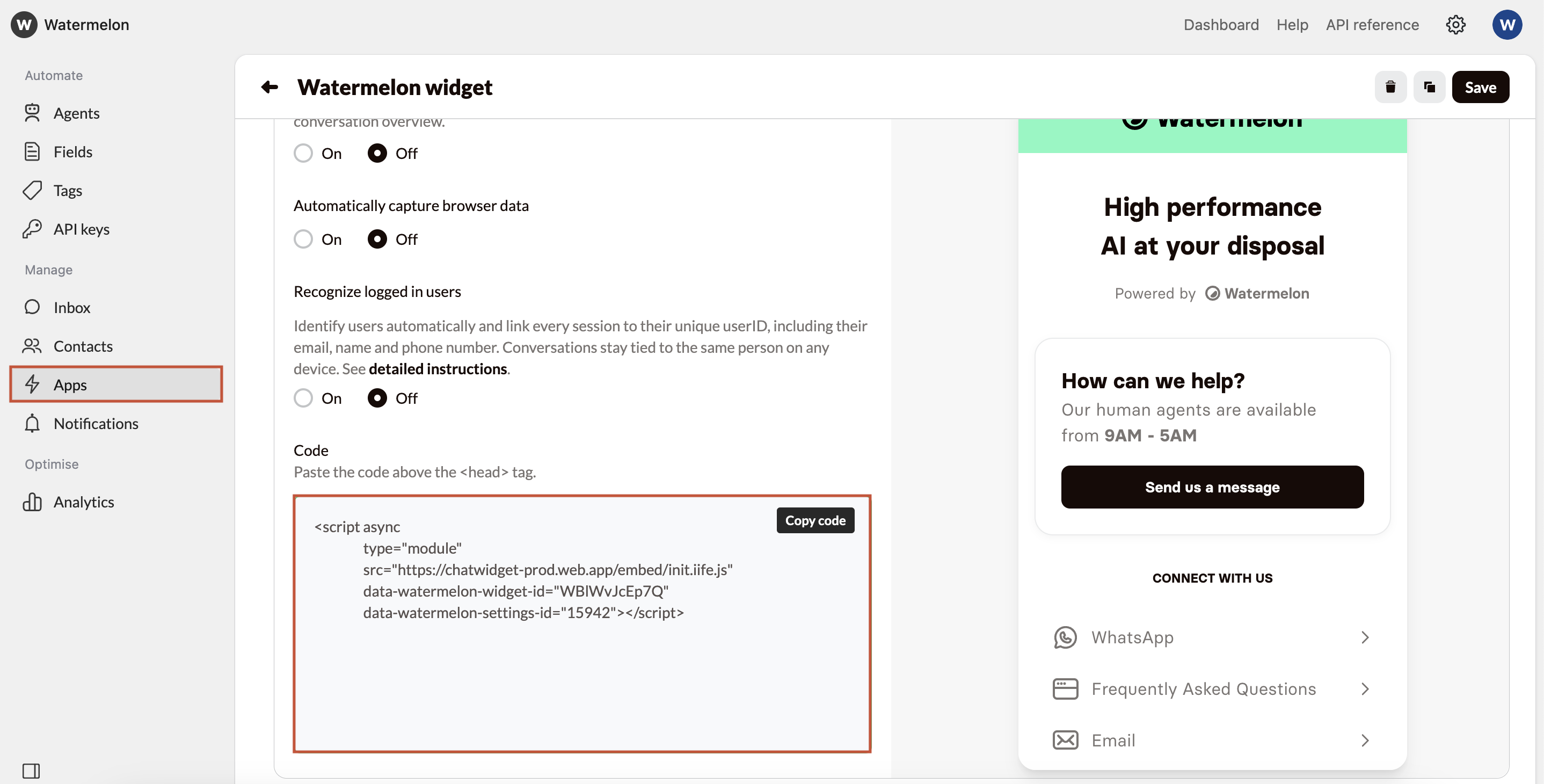 Get Started Quickstart Code Snippet