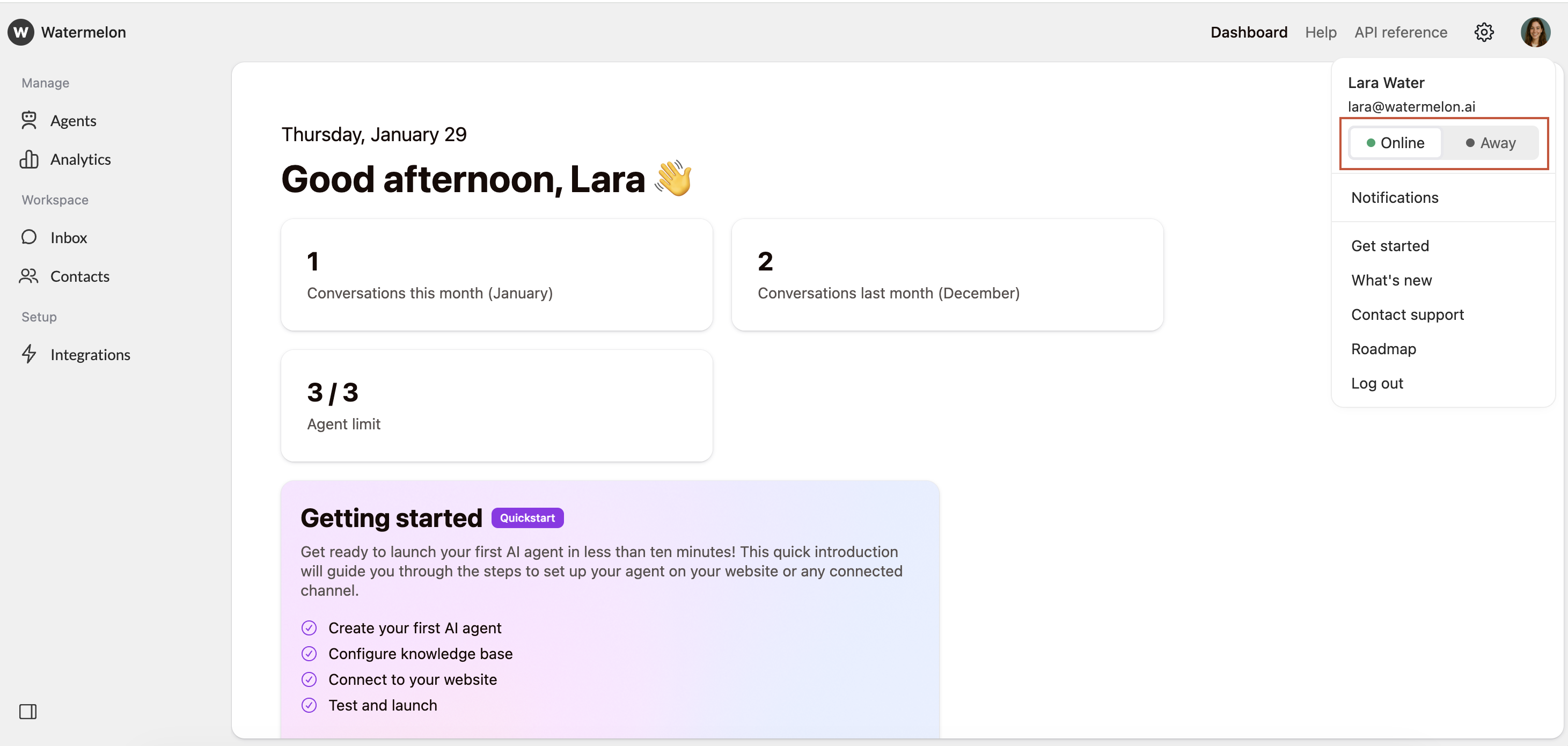 Setting your status - Watermelon documentation