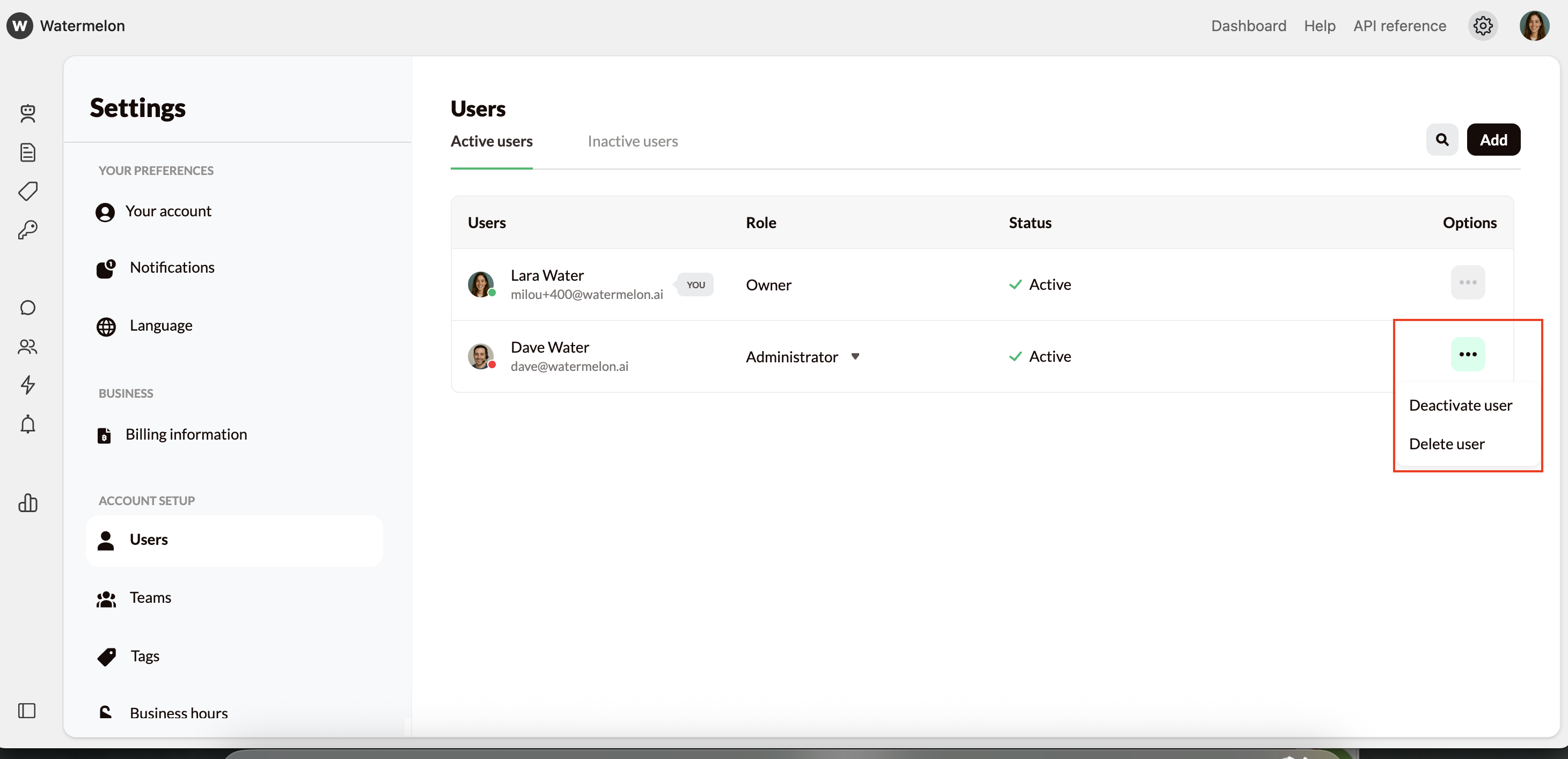 Add Users Delete User Pn