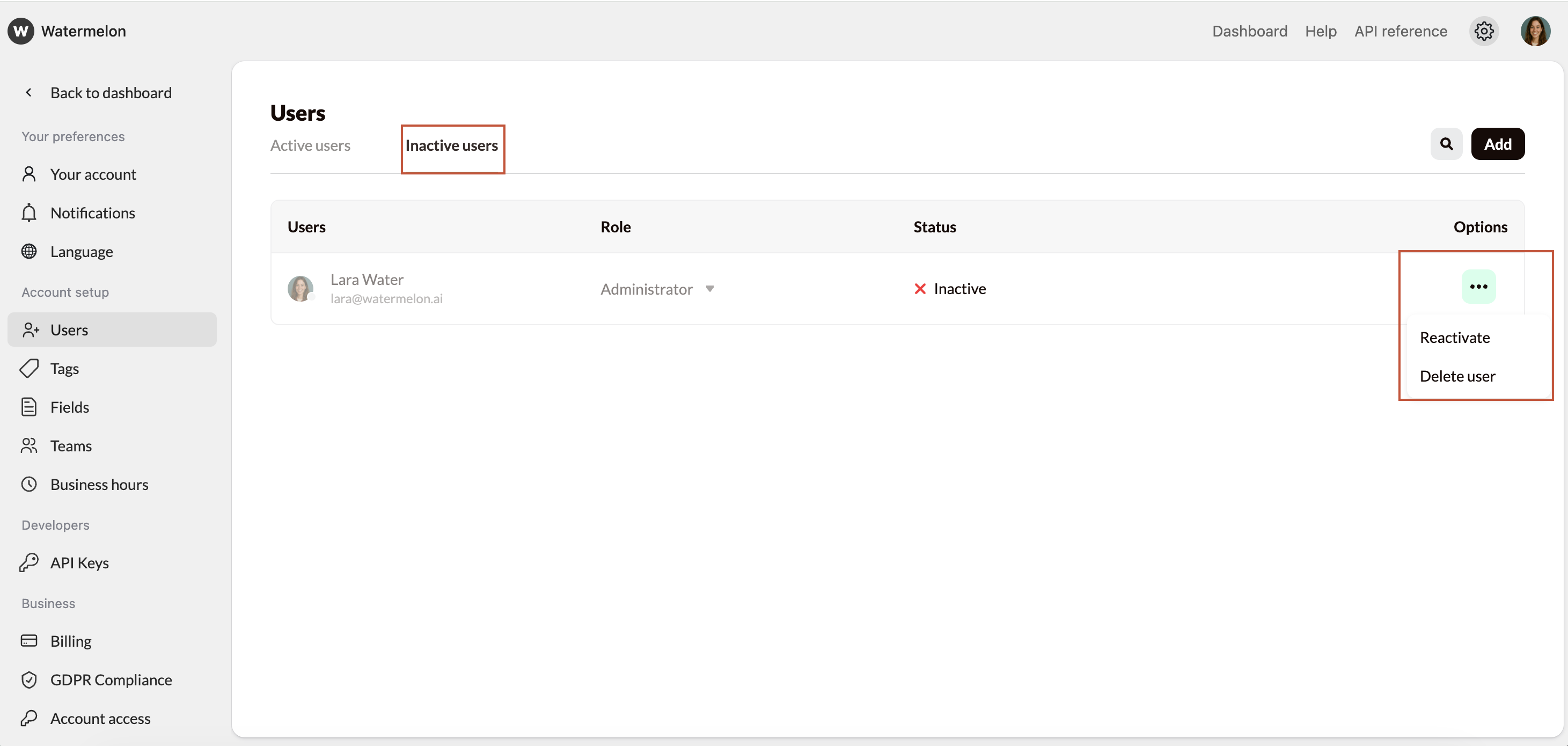 Add Users Reactivate