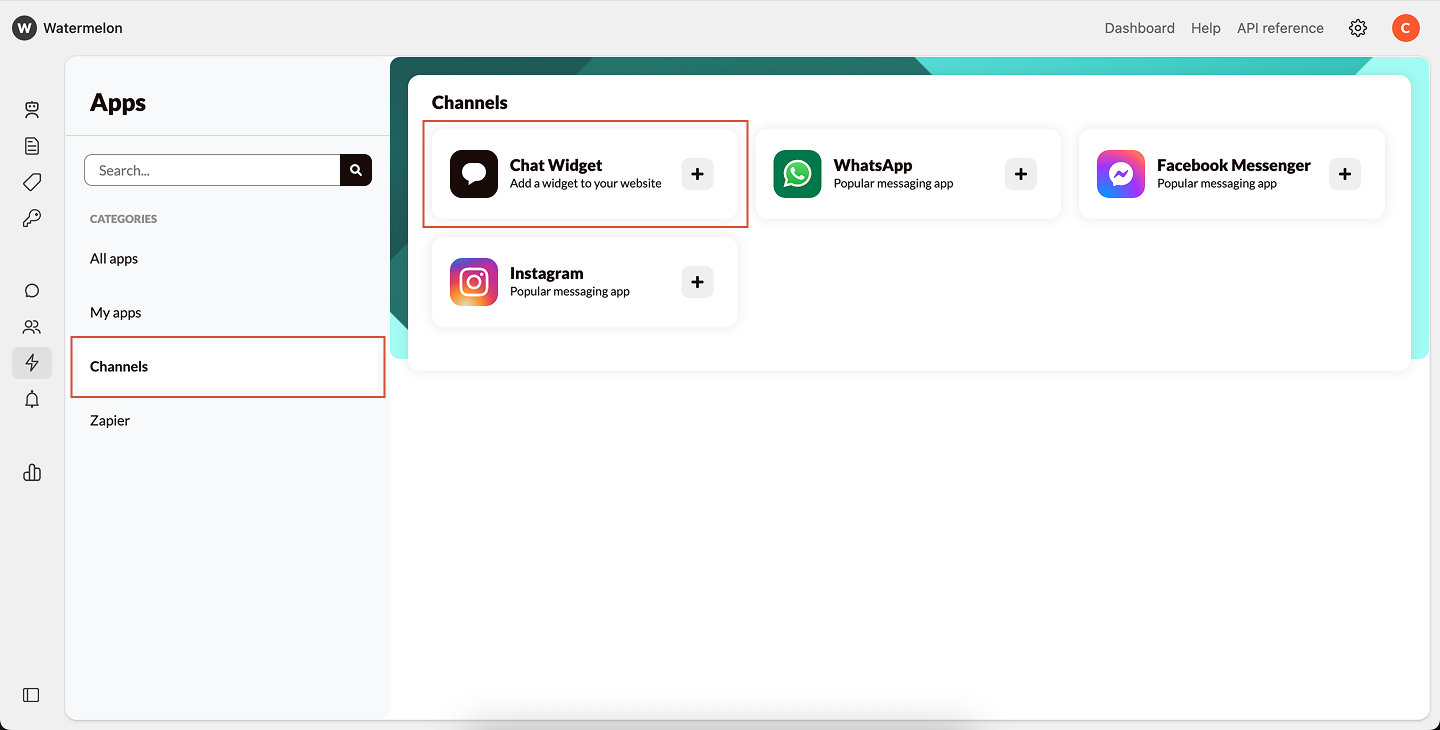 Chat Widget Select Channel Pn