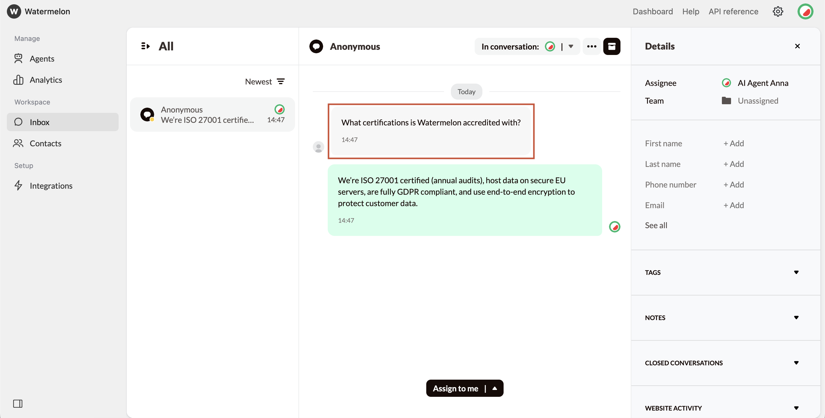 How to debug incorrect AI Agent replies - Watermelon documentation