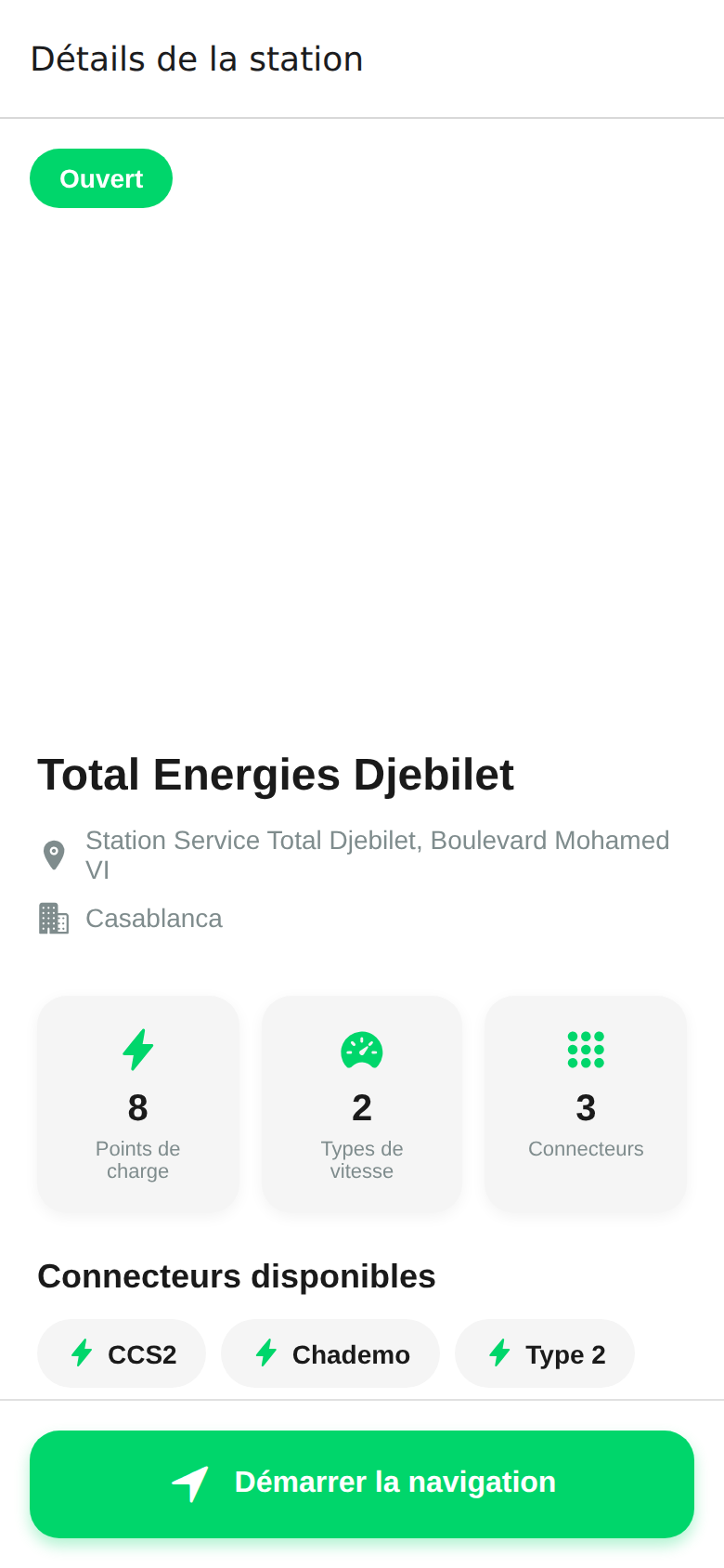 Station Details screen in the watt.ma app