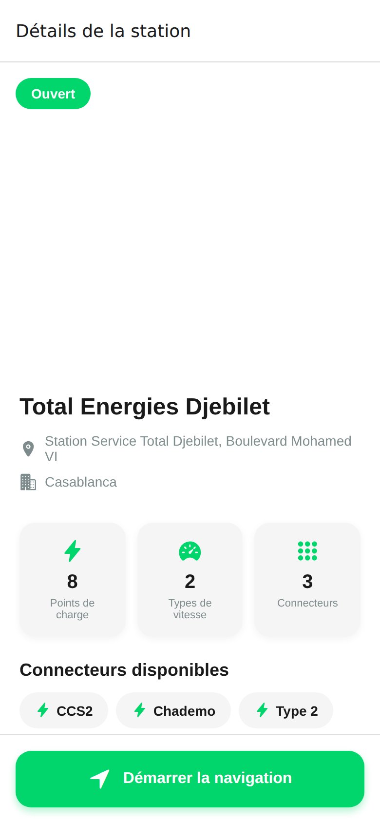 Station Details screen in the watt.ma app