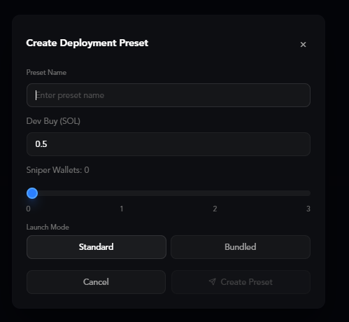 Create Deployment Preset