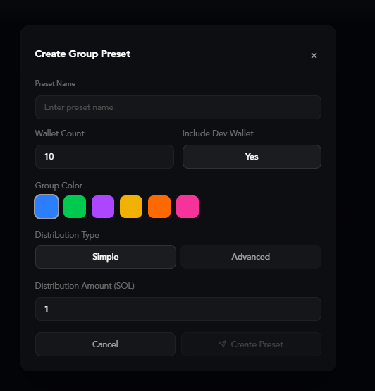 Create Group Preset
