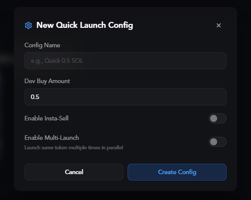 Quick Launch Config