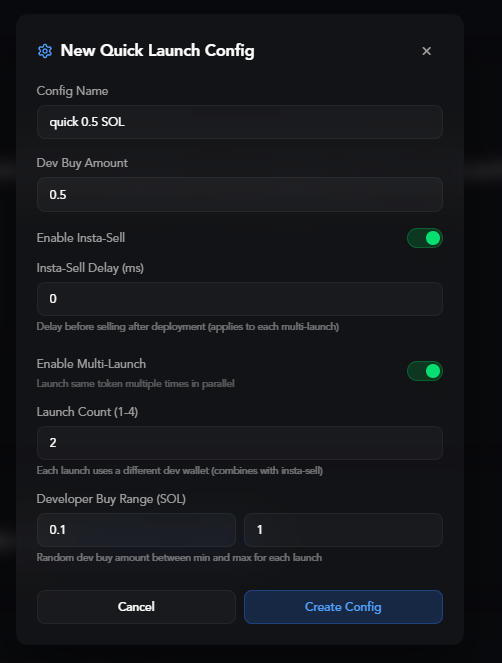 Quick Launch Enabled
