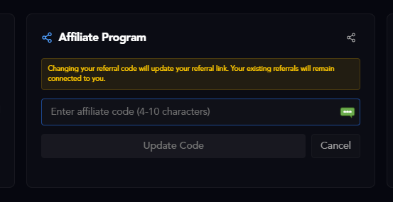 Change Referral Code