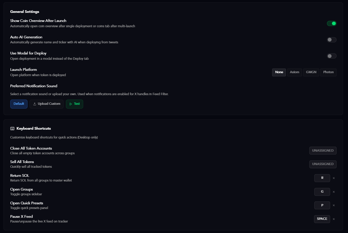 Application Settings