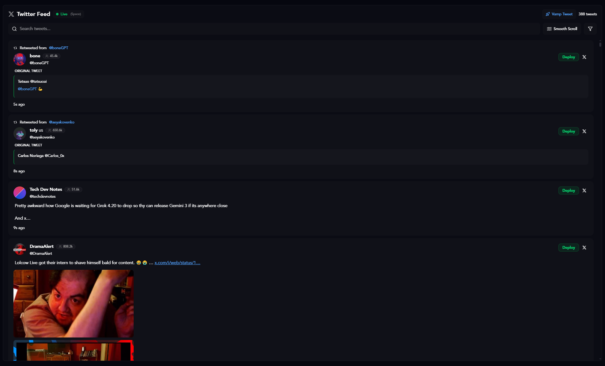 Twitter Tracker Feed