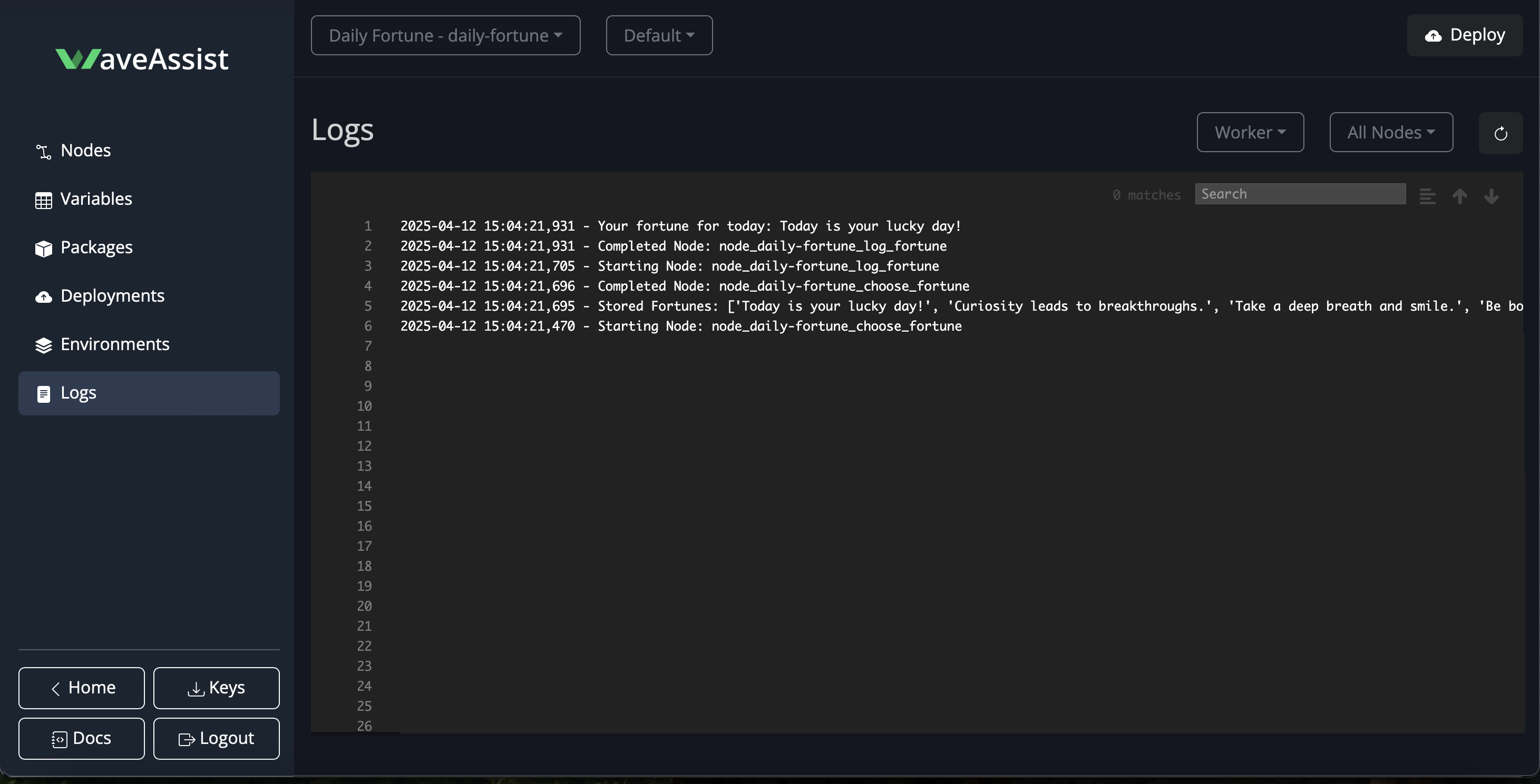 Workflow Logs
