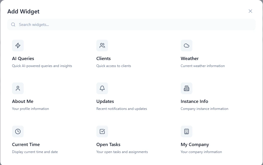 Add Widget Interface