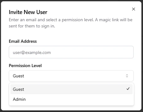User Invitation Modal