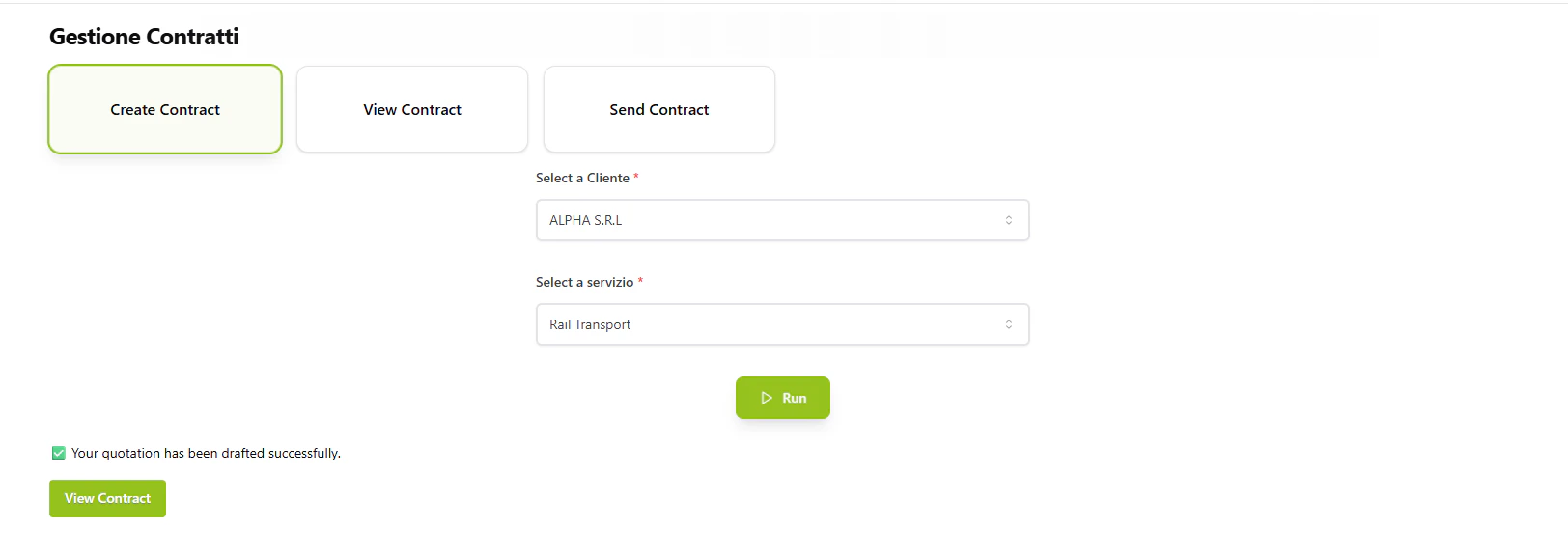 Contract Creation Interface