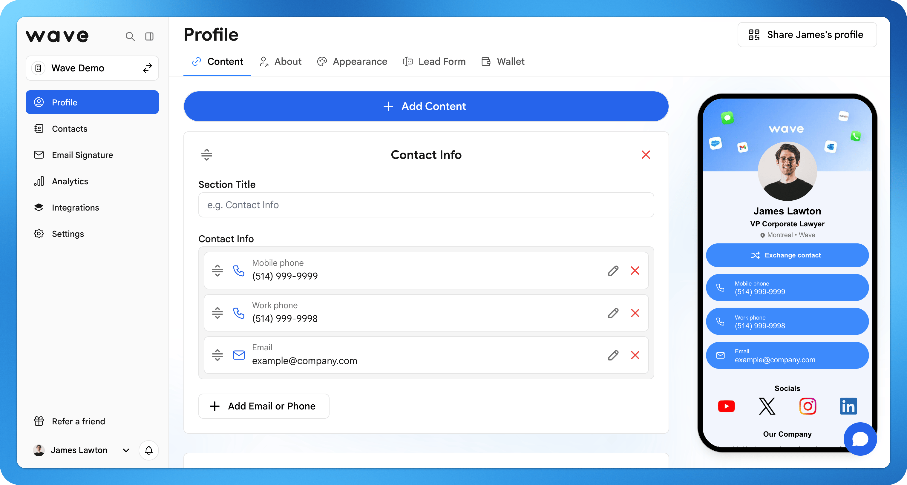 Add content to your profile