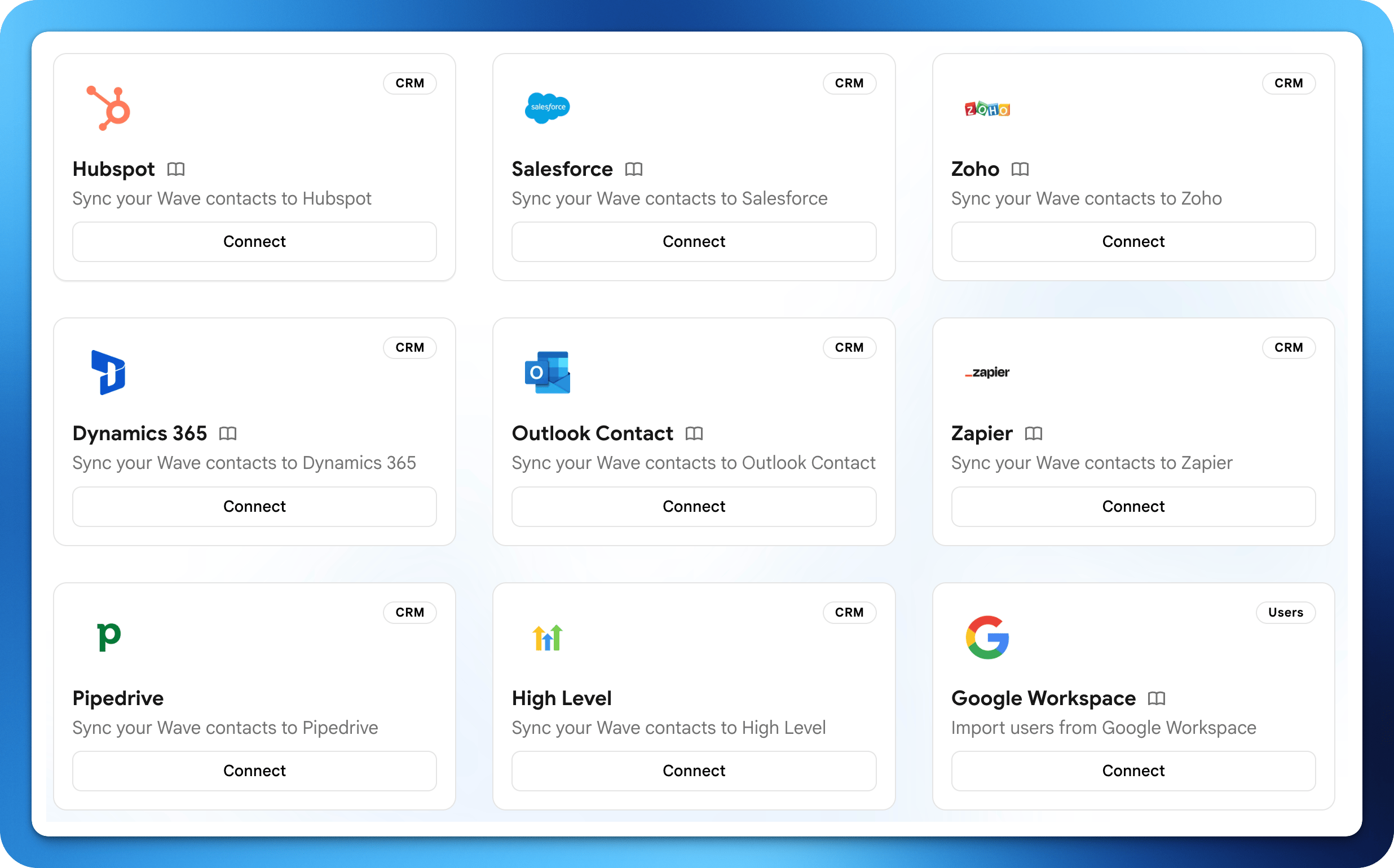 Integrations dashboard
