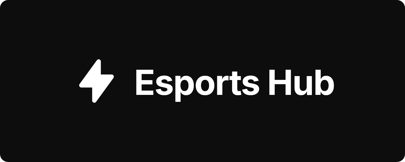 Esports Hub lockup, bolt Mark and wordmark in white on near-black