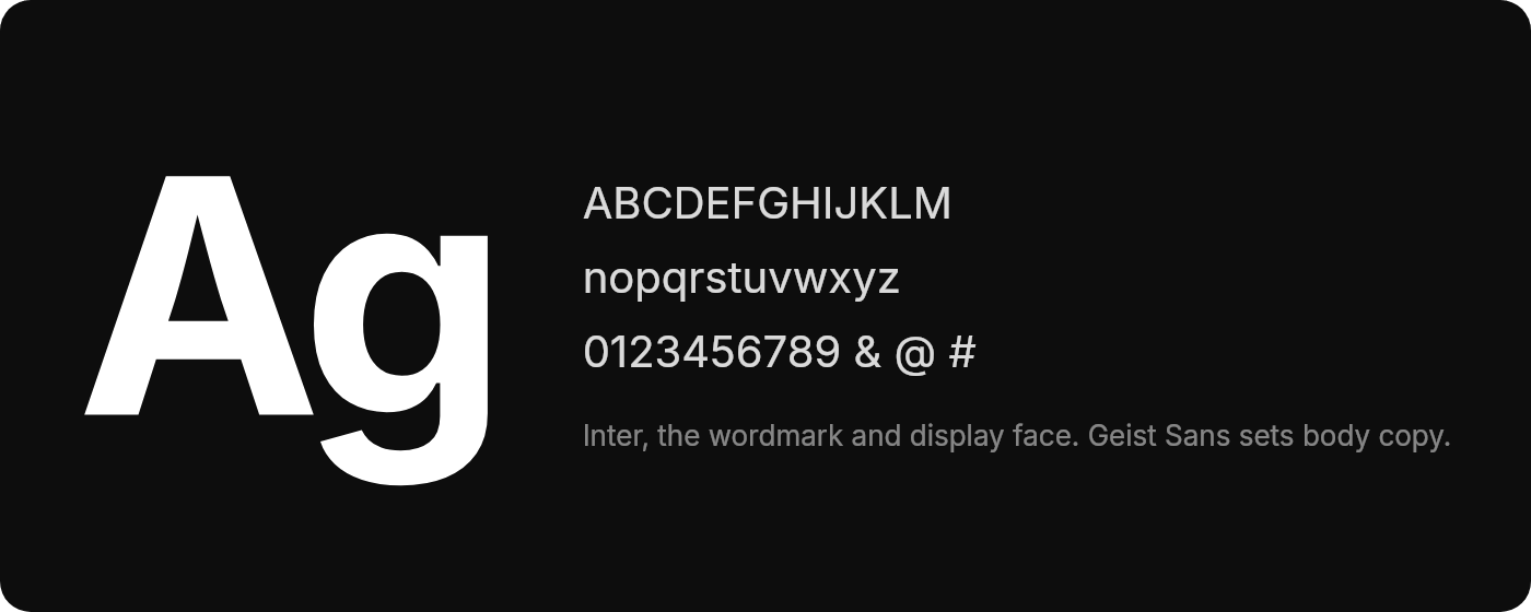 Inter type specimen: Ag set large in bold, with the alphabet and numerals in regular