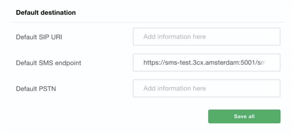 Wavix Default SMS endpoint