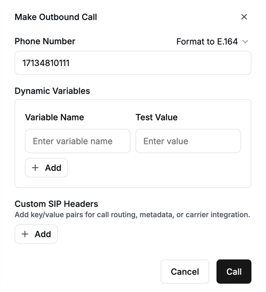Outbound call Make an outbound call with Retell AI