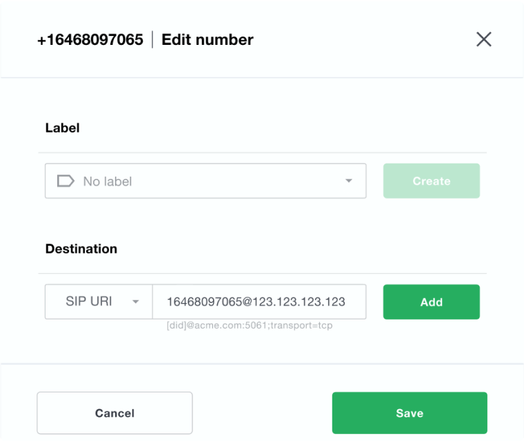 Wavix DID configuration