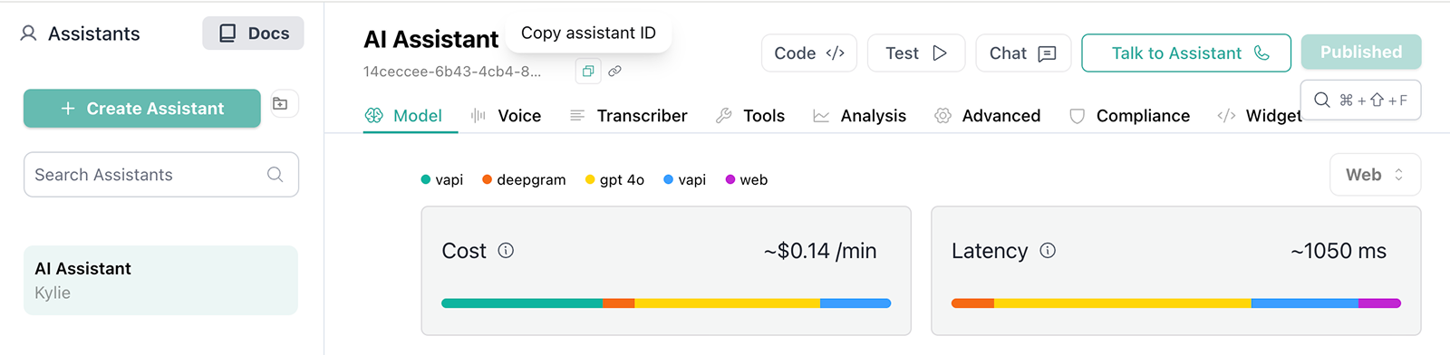 Vapi Assistant ID Assistants in your Vapi account
