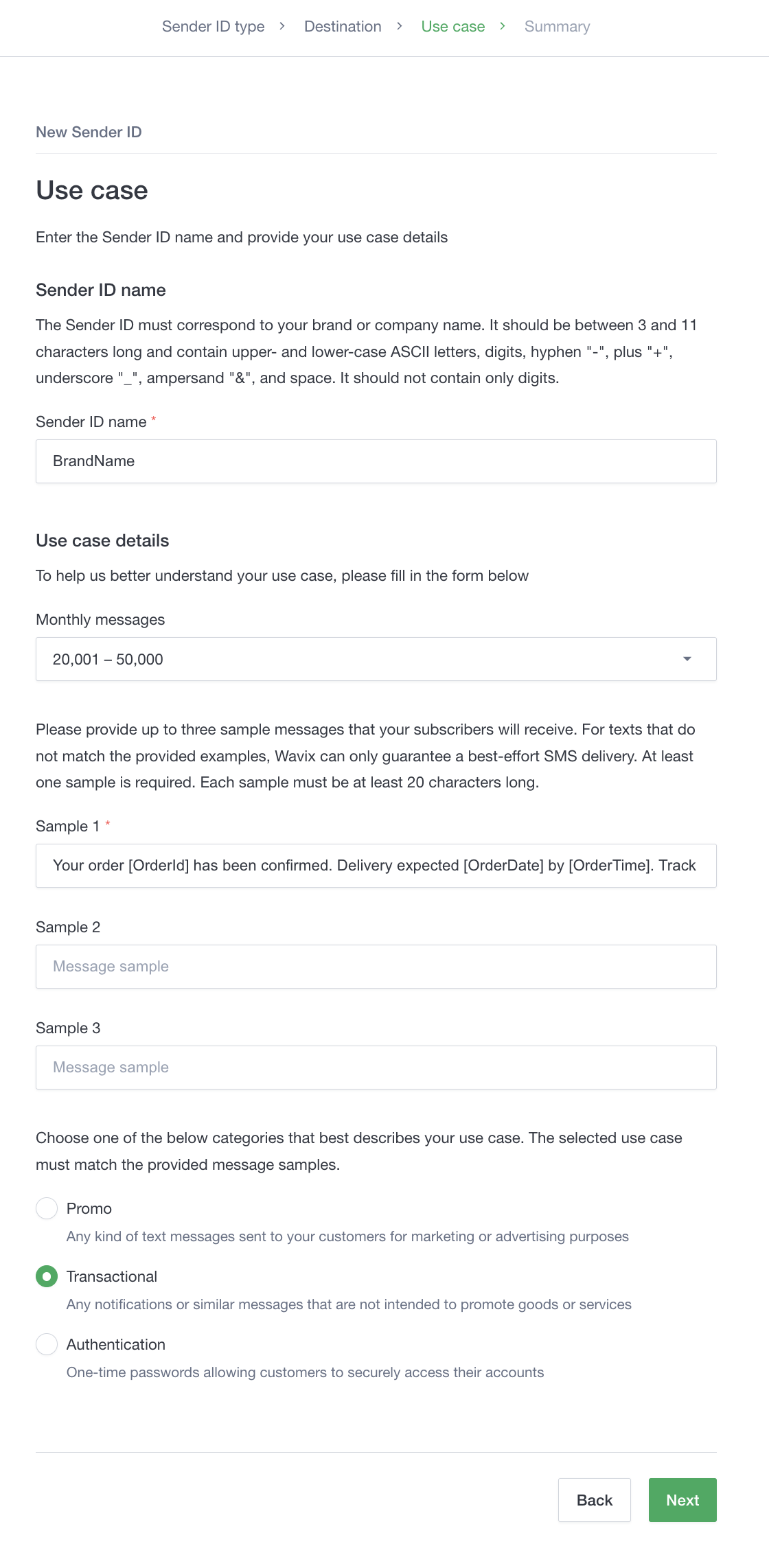 Sender ID registration (use case) Sender ID registration (use case) screenshot