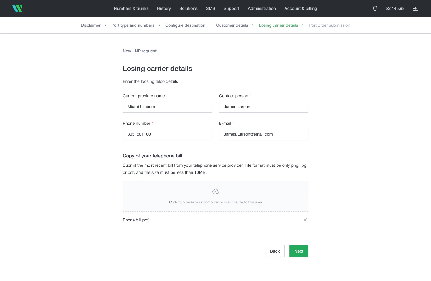 Losing carrier details