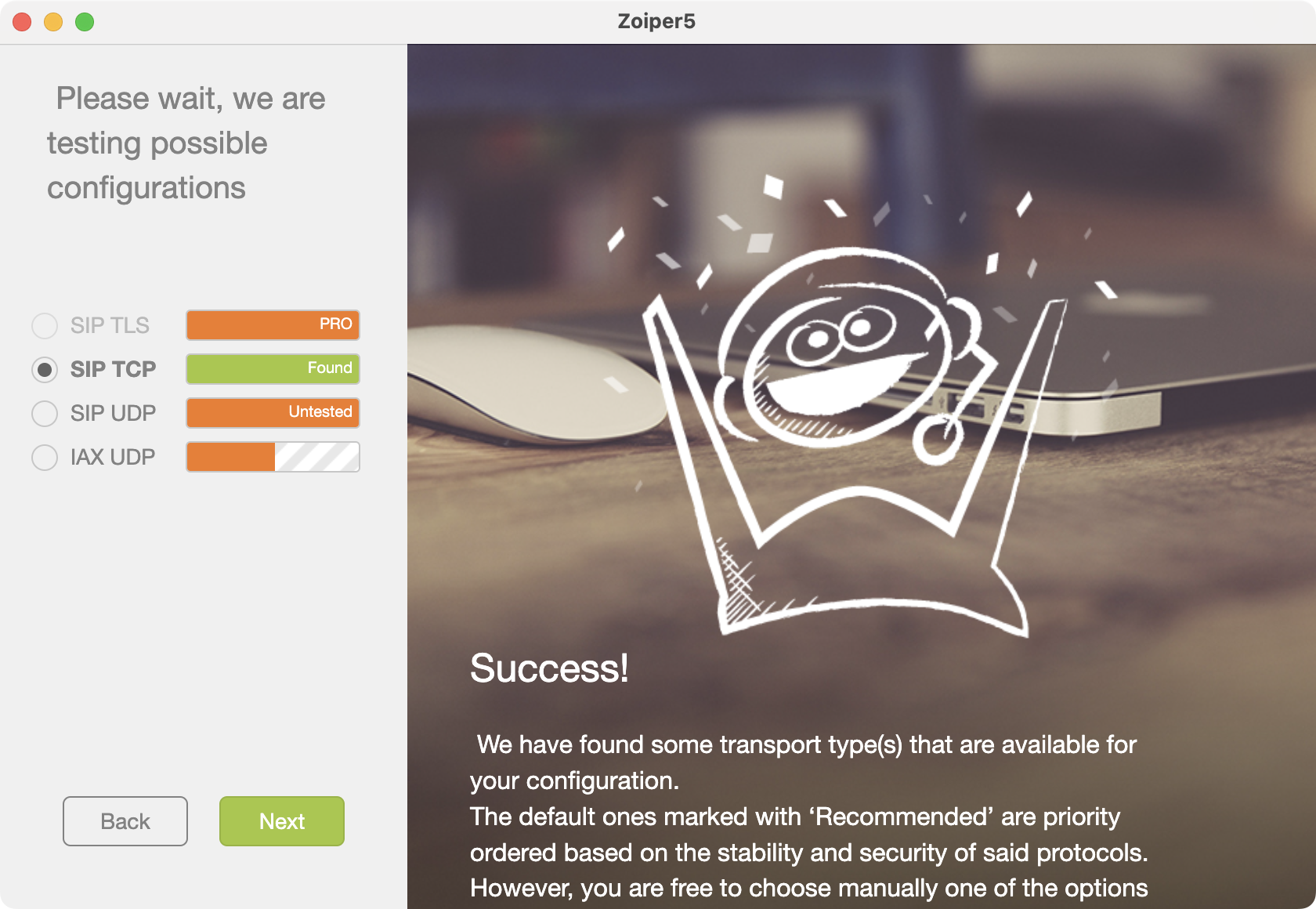 Skip configuration test Zoiper configuration test