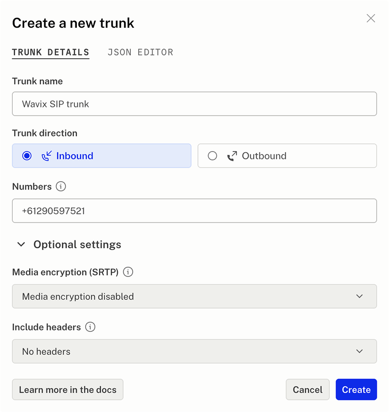 LiveKit SIP URI LiveKit SIP URI screenshot