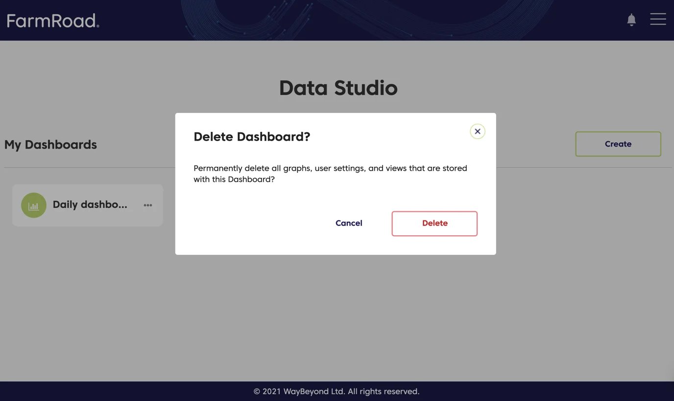 Farm Road Confirm To Delete Dashboard